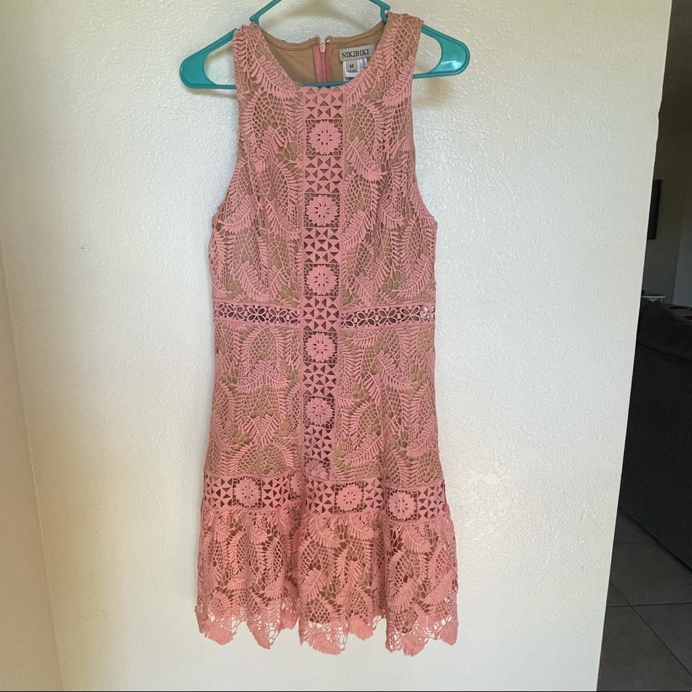 Coral Lace Dress | Floral Lace Dress | Size M |